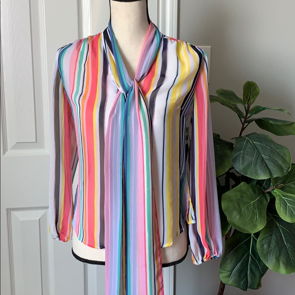 Rainbow striped tie shirt